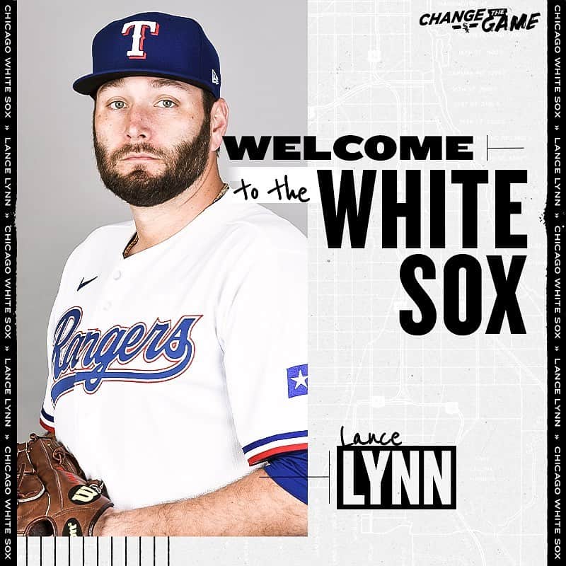 シカゴ・ホワイトソックスのインスタグラム：「The Chicago White Sox have acquired veteran right-handed pitcher Lance Lynn from the Texas Rangers in exchange for right-hander Dane Dunning and lefty Avery Weems.  Welcome to the White Sox, Lance Lynn!」