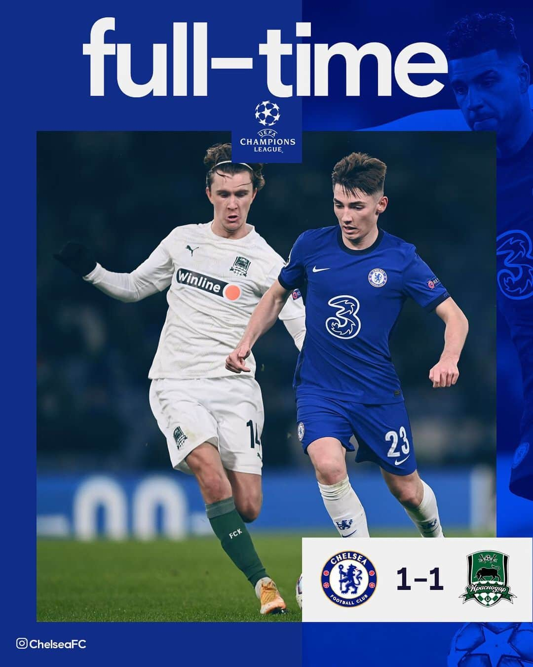 チェルシーFCさんのインスタグラム写真 - (チェルシーFCInstagram)「FT. The Blues finish Group E with a point at the Bridge. 👊 #CHEKRA #CFC #Chelsea」12月9日 7時01分 - chelseafc