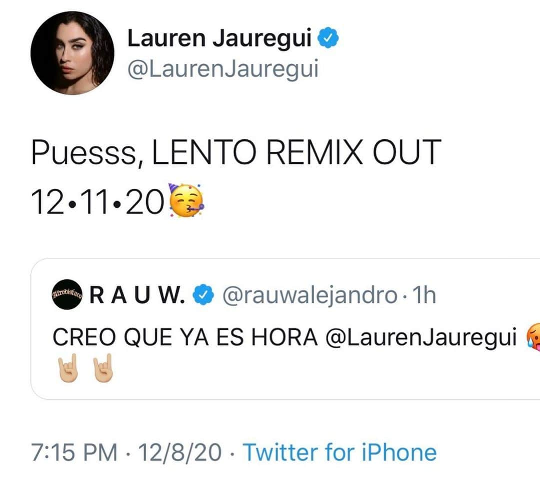 ローレン・ハウレギさんのインスタグラム写真 - (ローレン・ハウレギInstagram)「LENTO REMIX w/ @rauwalejandro out/disponible Friday/Viernes 12•11•20 🥳」12月9日 10時32分 - laurenjauregui