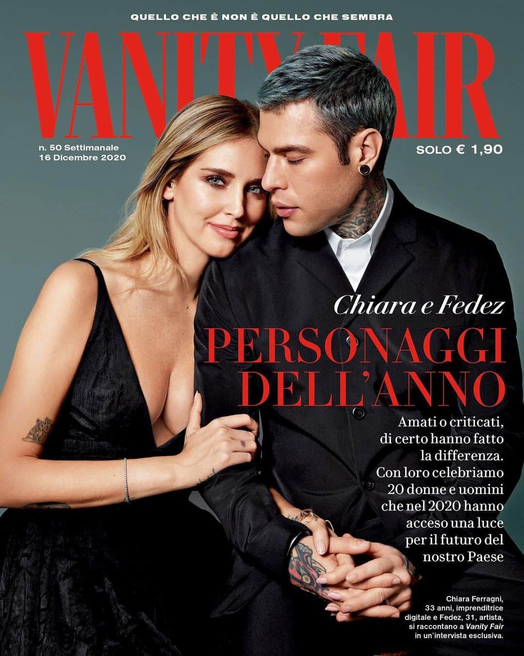 フェデスのインスタグラム：「Onorato di essere tra le 20 donne e uomini dell’anno su @vanityfairitalia ❤️🙏🏻 Grazie a questo numero, una donazione alla Croce Rossa Italiana permettera l’acquisto di due nuovi mezzi di soccorso」