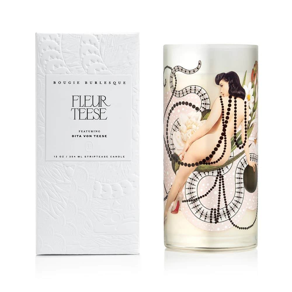 ディタ・フォン・ティースさんのインスタグラム写真 - (ディタ・フォン・ティースInstagram)「Presenting my newest Striptease Candle, Tuxedo Rose 🎩🥀  A burning revelation created in collaboration with @hereticparfums Tuxedo Rose is a voluptuous concoction of velvety musk, geranium, citrusy bergamot, sandalwood and damask rose absolutes. The striptease candles by Bougie Burlesque use a patented heat-sensitive technology. Once it heats up, watch the erotic transformation as my tux jacket slowly disappears. Light the wick, sit back, and enjoy the show!   Teese.us/tuxcandle   My FleurTeese candle is also back in stock: Teese.us/fleur   Blended in soy wax with a lead-free cotton wick.  Approximately 40 hours of titillating illumination. *Although the images are censored here, the striptease reveals nudity! #freethenipple   #burlesque #stripstriphooray! #artoftheteese #ditavonteese #striptease  Images by @franzszony」12月10日 6時03分 - ditavonteese