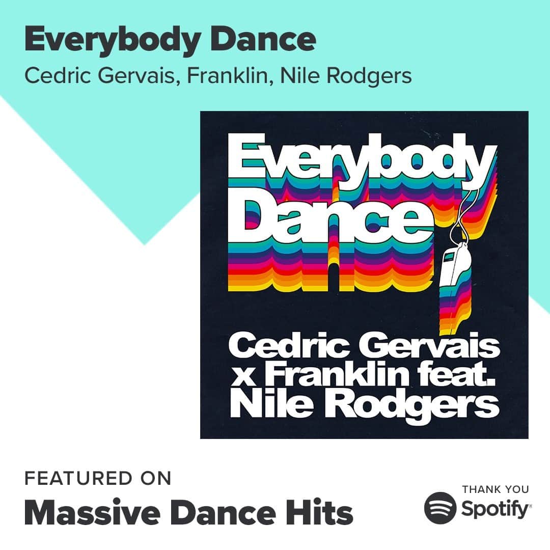 ナイル・ロジャースさんのインスタグラム写真 - (ナイル・ロジャースInstagram)「'Everybody Dance' from @CedricGervais x @soundofFRANKLIN featuring @NileRodgers is now being featured on @Spotify's #MassiveDanceHits playlist! Thanks, #Spotify!  CHECK IT! https://spoti.fi/2VXIrUL」12月10日 6時13分 - nilerodgers