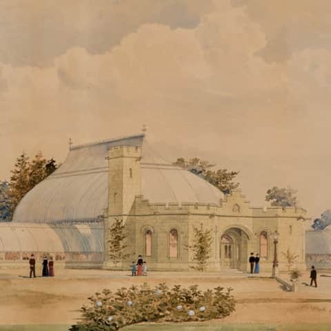 ニューヨーク植物園のインスタグラム：「After careful restoration, several rare, 19th-century watercolor drafts of what the Haupt Conservatory could have been are back in the archives of the LuEsther T. Mertz Library. . Hit the link in our bio to learn more about the creation of our landmark glasshouse; the rich history of Lord & Burnham Co., who designed it; and the effort that went into ensuring these paintings--part of a large NYBG collection containing all of Lord & Burnham's architectural records--are preserved for future generations to learn from. . #NYBGlibrary #plantlove #nybgathome #museumfromhome」