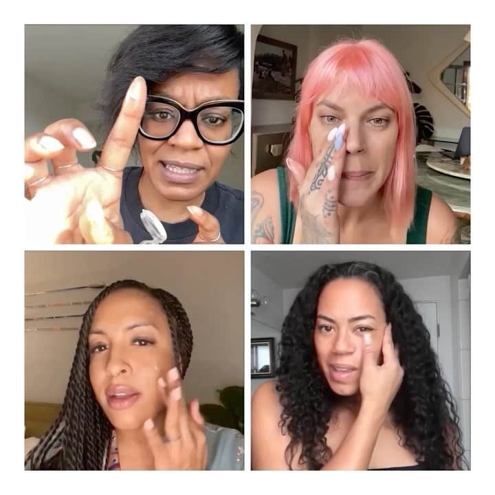 JO BAKERのインスタグラム：「T E S T • S Q U A D  Positive...results!  I gave my long standing best birds a blind sample of my latest skincare obsession for their honest response. Turns out they loved it as much as I do... sheer, lightweight hydration that melts on contact and makes skin look and feel dreamy dewy without feeling sticky at all!!  See end of vid for product details!  Also shout out to my impressive BFF’s!! Top left  @adrianejamison Aesthetic Strategist & Company Owner  Top right  @deborahburch Producer & @snogproductions Company Owner  Bottom left @lesleyer Music Manager & Entertainment Industry vet Bottom right  @naomileeallen Product Developer and mum of 2! Thank you ladies....for letting me take advantage of your time!!! #bff #bestfriends I appreciate you more now than ever before 2020 ❤️ #skincare #blindtest #skincareproducts #skincareaddict #skin」