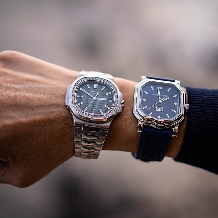 Daily Watchさんのインスタグラム写真 - (Daily WatchInstagram)「On the wrist of @giorgiamondani, two creations of Mr. Gérald Genta “il Maestro”: the Patek Philippe Nautilus (in this pic the ref. 5713/1G) and the @GeraldCharles_Official (in this pic the ref. GC20-A-01). What are your thoughts? Comment below 👇🏻」12月9日 22時09分 - dailywatch