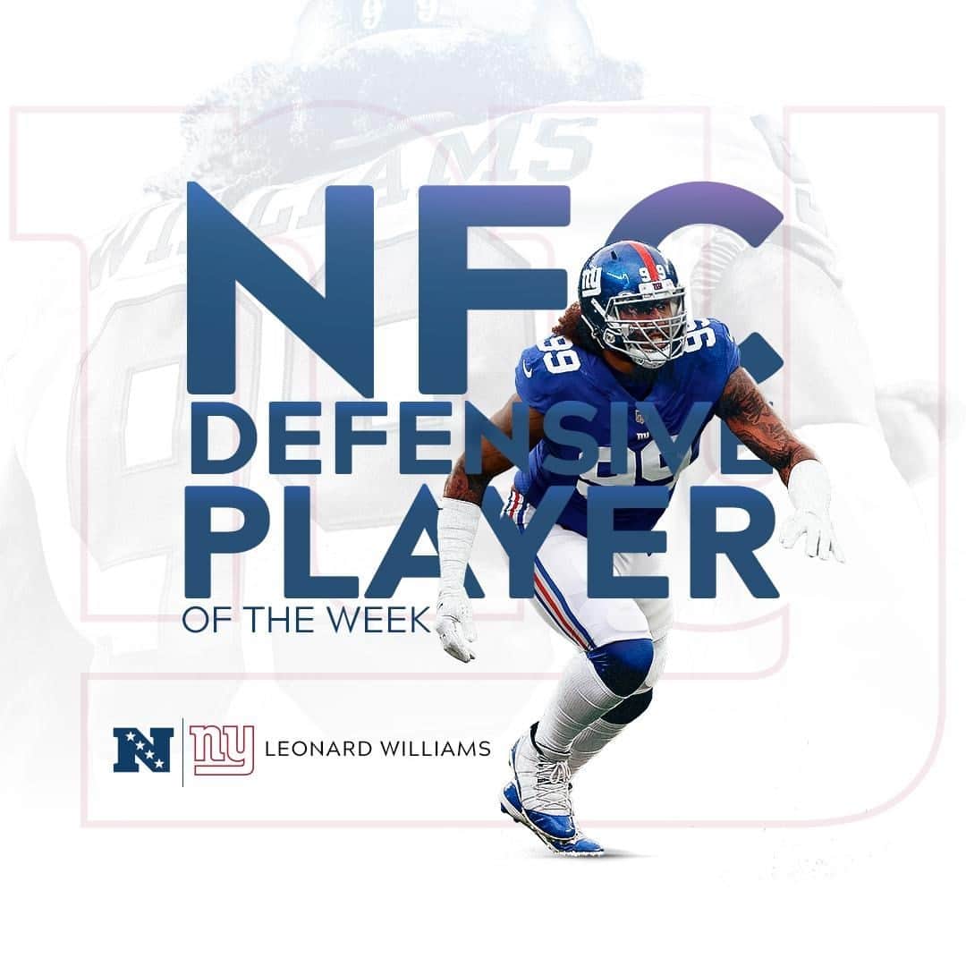 New York Giantsさんのインスタグラム写真 - (New York GiantsInstagram)「Leonard Williams sacks his way to NFC Defensive Player of the Week 💪⁣ ⁣ Link in bio to send him to the Pro Bowl!」12月9日 22時38分 - nygiants