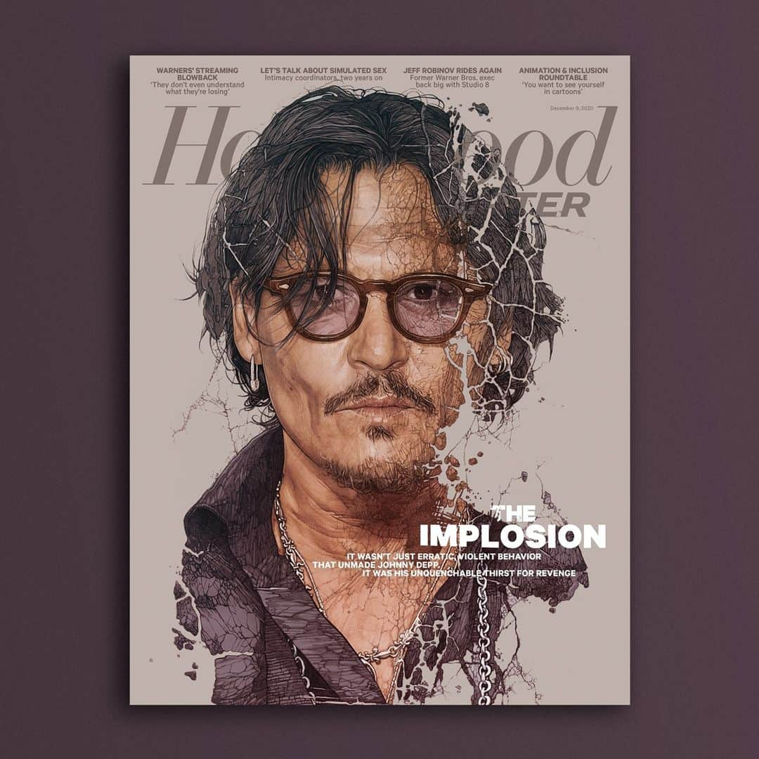 ハリウッド・リポーターさんのインスタグラム写真 - (ハリウッド・リポーターInstagram)「"He's radioactive.” Inside #JohnnyDepp's self-made implosion. How erratic and violent behavior, mixed with an unquenchable thirst for revenge, wrecked one of the world's most bankable stars. THR’s cover story is at the link in bio.⁠ ⁠ Cover Illustration: @krzysztof_domaradzki」12月9日 23時02分 - hollywoodreporter