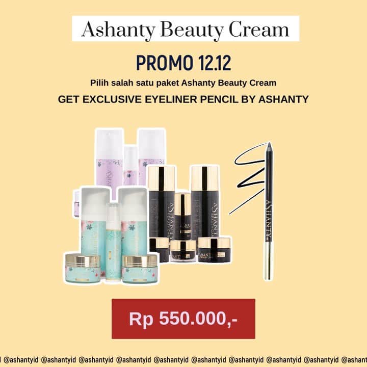 ASHANTY BEAUTY CREAM OFFICIALのインスタグラム：「Hanya Rp 550.000,- sudah bisa mendapatkan satu paket Cream Series by Ashanty dan Exclusive Eyeliner by @ashantybeautycosmetics 🖤  Tunggu apalagi ? Yuk nikmati sekarang juga special promo harga super hemaaat 12.12 🎊  Kulit wajah akan menjadi lebih sehat, cerah dan berseri dengan rutin merawat wajah menggunakan Ashanty Beauty Cream Series 🌸  _________________________________ Informasi dan pemesanan : WA: 081293823950 WA: 085781140354 WA: 081287388885 WA: 087778489900 FAST RESPONS CLICK LINK yang ada di Bio IG @ashantyid  _________________________________ #ashantybeautycosmetics #beauty #cosmetics #brandlocal #kosmetikhalal #makeup #kosmetikartis #ashanty #thehermansyah #beautyvlogger #jualkosmetikmurah #kosmetikmahal #kosmetikbagus #ashantyid #keluargaasix #ashantyhermansyah #mua」