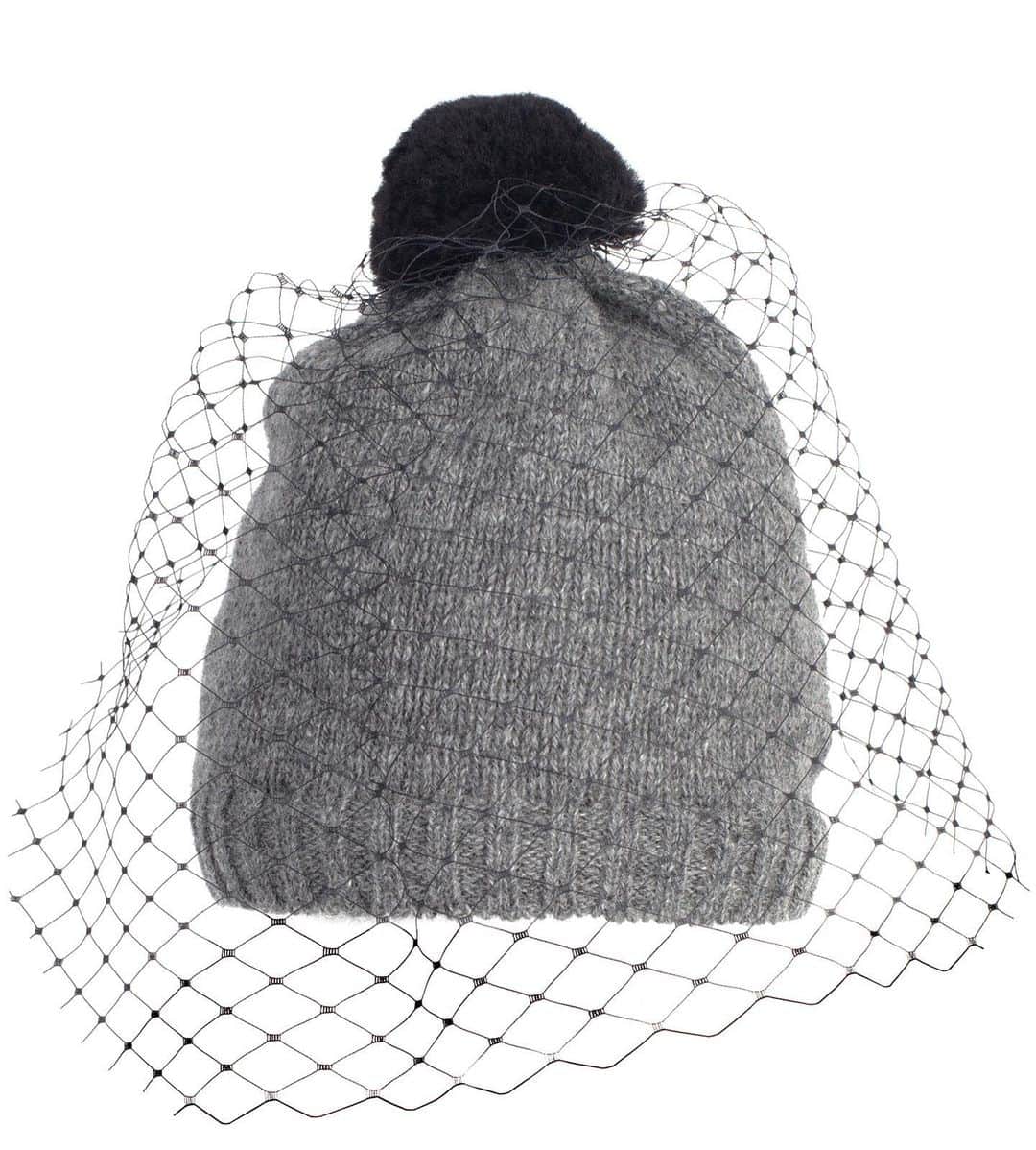 のインスタグラム：「It’s a classic and it’s back! This Shetland wool, grey marl beanie with a veil mixes utility with glamour. Perfect. #veilbeanie」