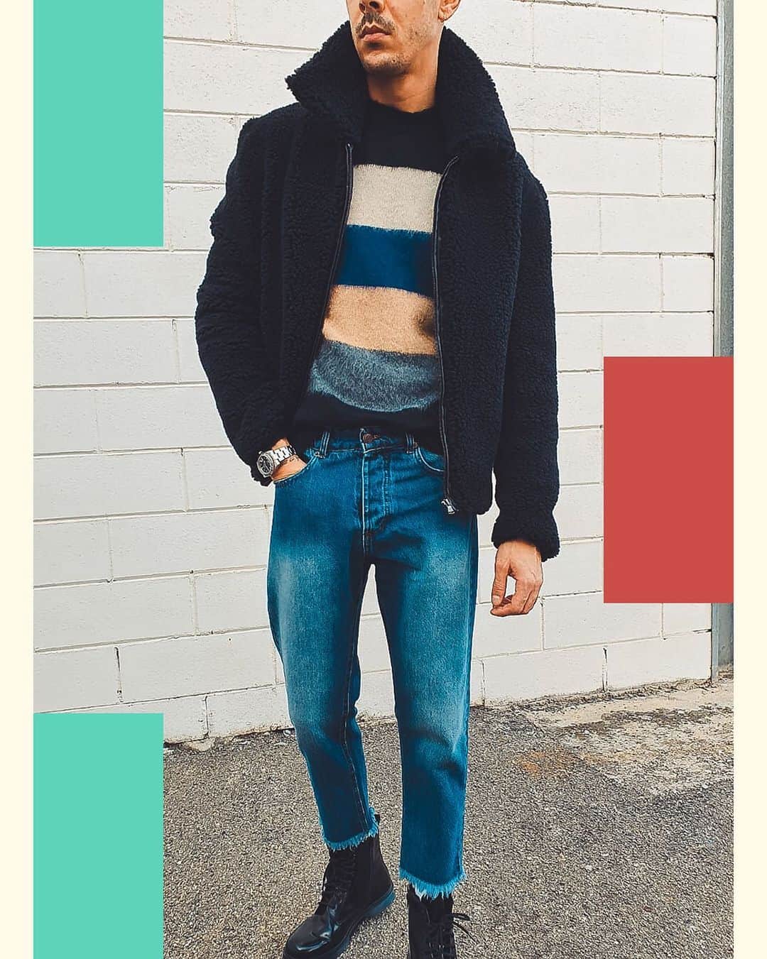 ザゴンマンのインスタグラム：「🟠 Con noi, combattere il freddo non sarà mai noioso  . . . . . #xagonman #xagonmanclothing #man #palette #brand #outfit #Christmas #style #natale #december #wednesday #stripes #autumn #beyourself #italy #bologna #2020」