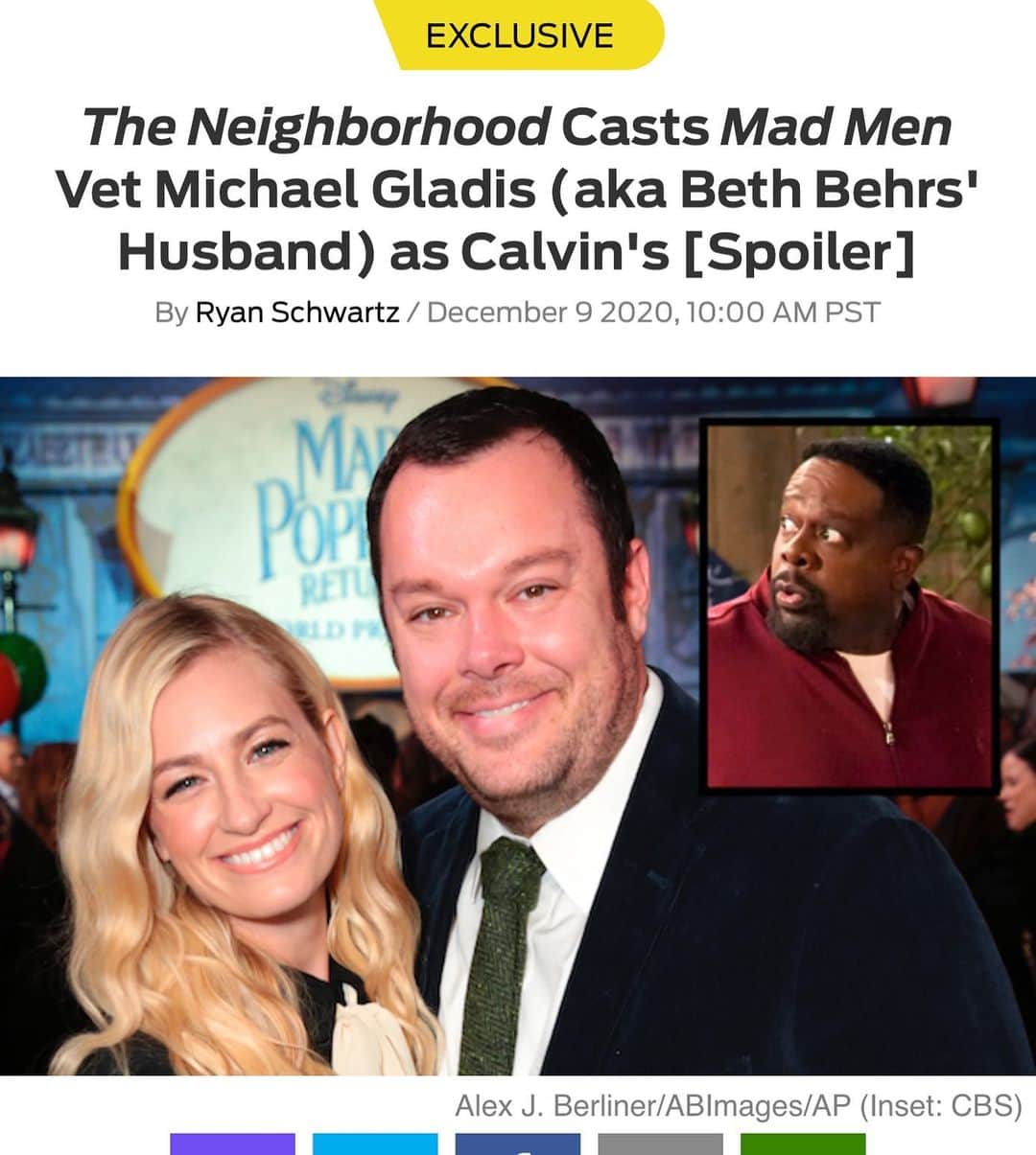 ベス・ベアーズのインスタグラム：「Cat's outta da bag! Welcome to @theneighborhood baby! @tvline link in stories!」