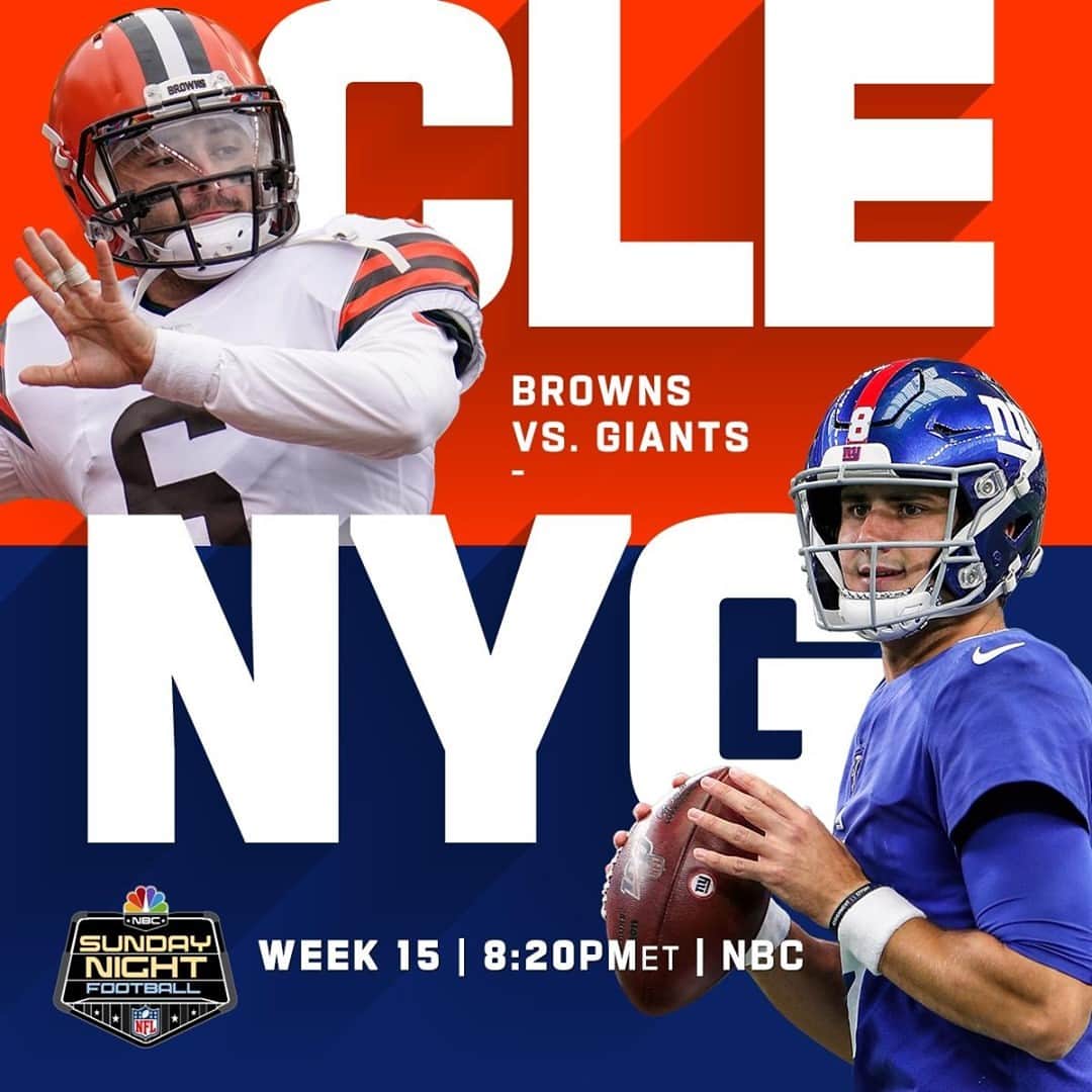 NFLさんのインスタグラム写真 - (NFLInstagram)「Week 15. @clevelandbrowns vs. @nygiants. Sunday Night Football. ⁣ ⁣ 📺: #CLEvsNYG — Dec. 20th, 8:20pm ET on NBC⁣⁣ 📱: NFL app // Yahoo Sports app」12月10日 3時41分 - nfl
