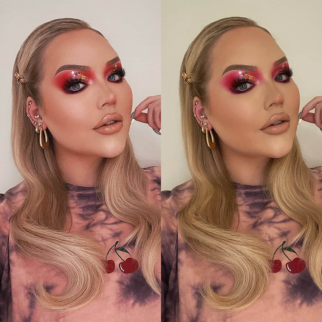 NikkieTutorialsのインスタグラム：「She got that power... that FACETUNE POWER ✨ I’ve always loved facetuning my photos (no surprise here) to take my photos to the next level ❤️ in my new video I expose all my Facetune2 hacks... that before and after? DAMN! 👏🏻 @facetune #facetune2 #partner」