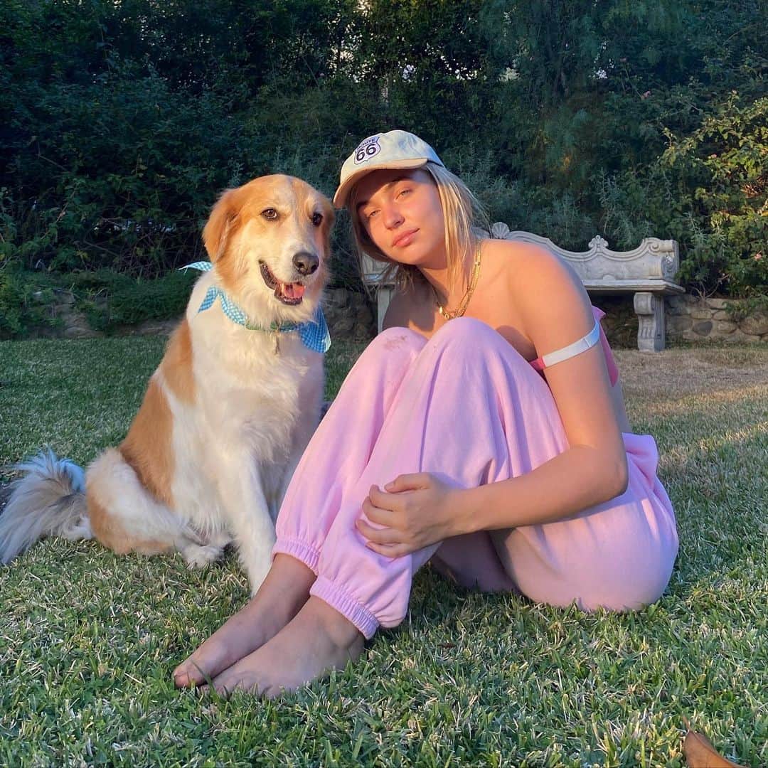 マティー・ノイズのインスタグラム：「dang my baby looks so fresh we out here posin in the yard ✨ thank u @wlbgrooming y’all r the best he smells sooo gooood 🐶💕」