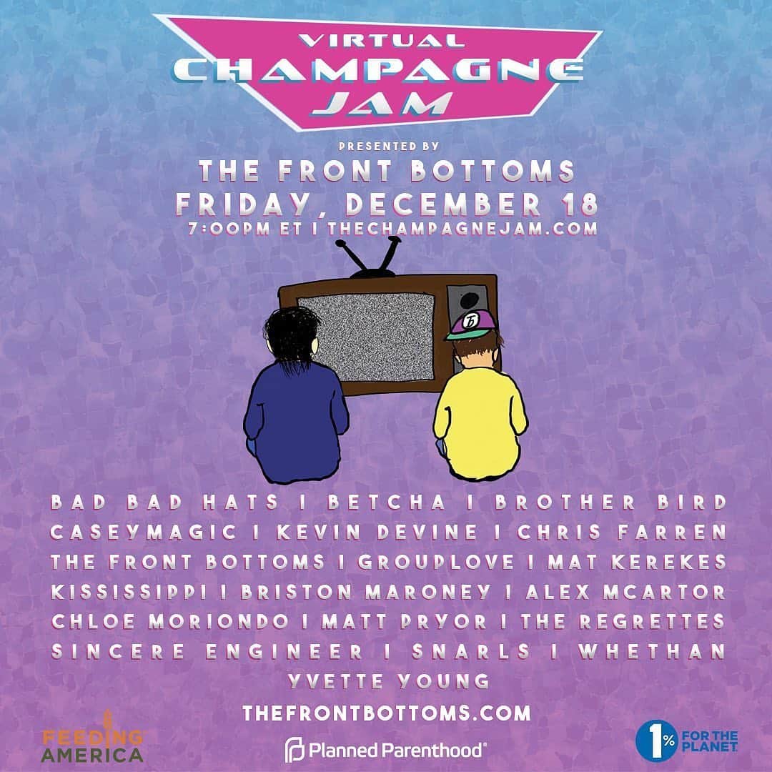 Fueled By Ramenさんのインスタグラム写真 - (Fueled By RamenInstagram)「@thefrontbottoms are hosting a Virtual Champagne Jam Friday, December 18th 7pm ET. Tickets and Exclusive Bundles on sale Friday 10am ET. Link in story.」12月10日 4時49分 - fueledby