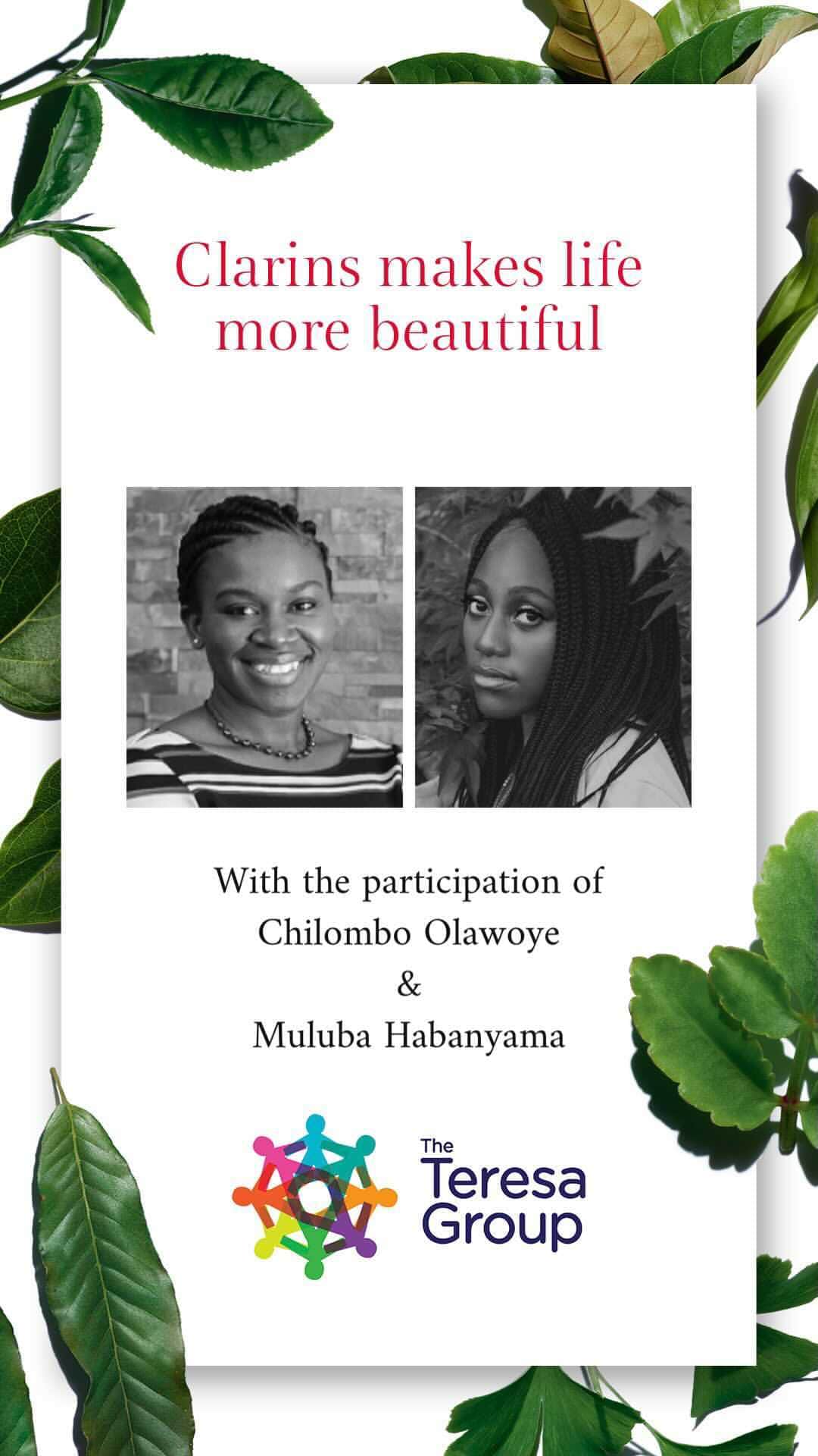 Clarins Canadaのインスタグラム：「@anne_lovely_e has a powerful and inspiring talk with Chilombo Olawoye, Executive Director & @itsmuluba , Board of Directors Member at @theteresagroup . To donate, visit the below link: https://bit.ly/2IBjbRb」