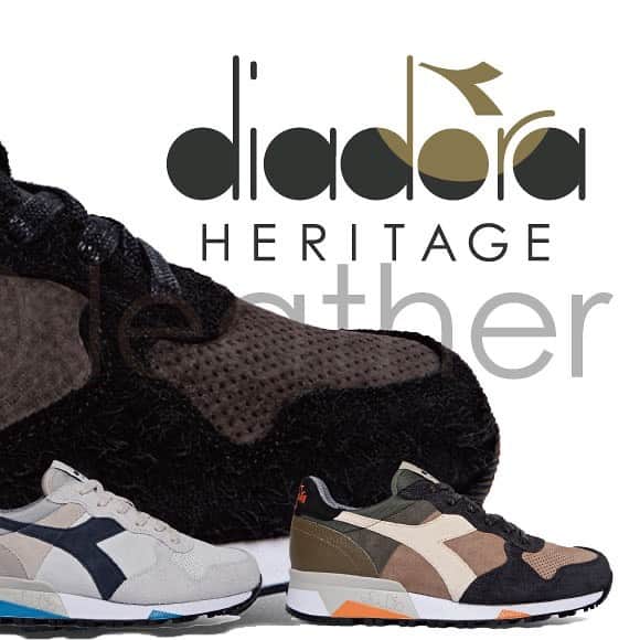 ディアドラのインスタグラム：「. 【diadora PRODUCT INFORMATION】 . "trident90 leather" . 1980年代当時F1のピットクルーシューズとして展開された"trident" パンチング処理を施したピッグスキンヌバックや毛足の長いスウェード、ヒール部にはCervo (牡鹿) レザーを使用したり様々な表情が味わえます。 アウトソールには当時のモデルに採用されたオイル（ガソリン等）で滑りにくいパターンを採用しています。 やや細身なシルエットも特徴。 . #diadora #diadoraheritage #trident90 #madeinitaly #makeitbright #sneakers #ディアドラ #ディアドラヘリテージ #スニーカー」