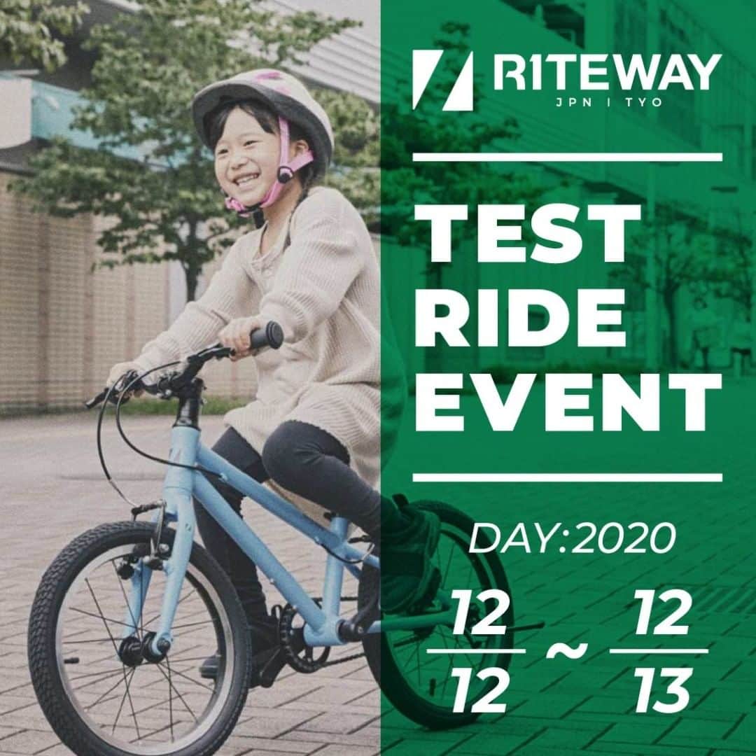RITEWAY -Official Instagram-さんのインスタグラム写真 - (RITEWAY -Official Instagram-Instagram)「今週末開催！【TEST RIDE INFO】 2020年12月12日（土）～13日（日）に、兵庫県高砂市にある向島公園 特設会場にて、「向島公園 自転車スクール＆自転車トライアル大会」が開催されます！ 自転車の基礎が学べ、会場でRITEWAYの新製品キッズバイク 'ZIT' をご試乗いただけます。  【試乗車リスト】 モデル名　サイズ　カラー ZIT 14　90～106cm　MATT SKY BLUE *別売り補助輪を使用した場合は85cm～ ZIT 16　96～113cm　MATT RED *別売り補助輪を使用した場合は90cm～ ZIT 20　108～130cm　MATT NAVY  ※試乗車は予告なく変更になる場合がございます。予めご了承下さい。 ※新型コロナウイルス感染拡大防止のため、ご来場の際はマスク着用等の予防策をお願い申し上げます。  【開催日時】 2020年12月12日（土） 9:00　受付開始 10:00　スクール一部START 11:00　スクール二部START  2020年12月13日（日） 8:00　受付開始 9:00　開会式 14:00　表彰式  【開催場所】 向島公園 特設会場 〒676-0031　兵庫県高砂市高砂町向島1710番地 https://www.instagram.com/p/CGydqdAnEqk/  【主催者】 Pro Shop YRS 〒676-0042 高砂市高砂町南浜町88-1 079-497-5807  #riteway #zit」12月10日 12時02分 - riteway_bike