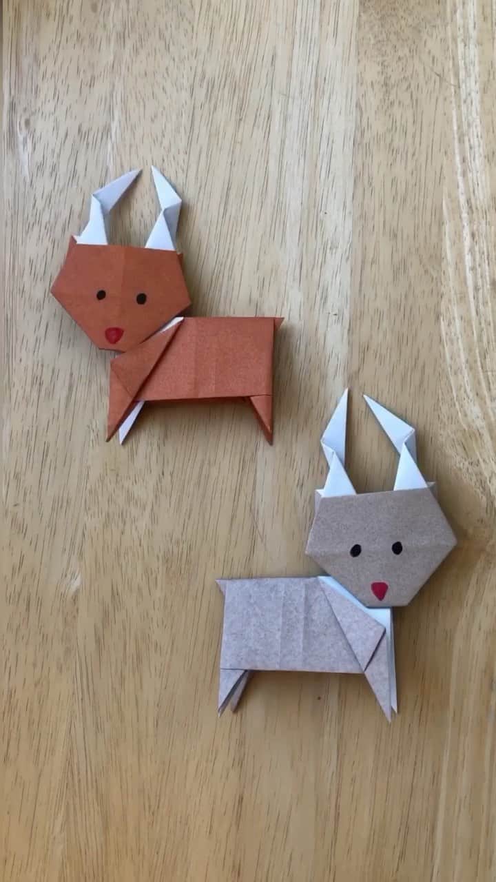 のインスタグラム：「Just posted a new tutorial on my yt channel for these ADORABLE Reindeer!  #origamitutorial #origamideer It took me 5 hours to edit the full video so please go watch it and try it out!! 🥰🙌🏼 今週の折り紙レッスンはトナカイです！　ユーチューブにフルのビデオがあります！^_^ #reindeer」
