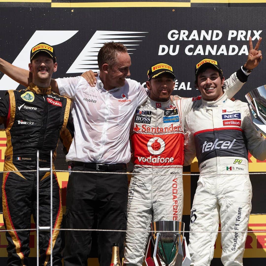 ロマン・グロージャンのインスタグラム：「Well, let's resume the look back on my #F1 career... 2012, what a feeling to stand on the podium for the first time!  Team: Lotus F1 Team Grand Prix: 19 Championship Classification : 8th Podiums: 3 Fastest lap: 1 Points finishes: 10 Points scored: 96 Best result: 2nd in Canada  #Motorsport #Racing #Formula1 #FormulaOne #RomainGrosjean #Grosjean」
