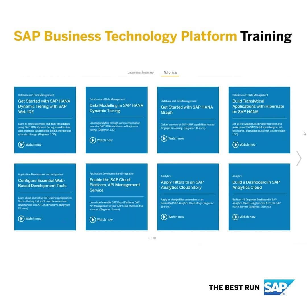 SAPのインスタグラム：「Find the training, community, and support you need to enhance your SAP Business Technology Platform solutions. Build your skills: sap.com/btp」