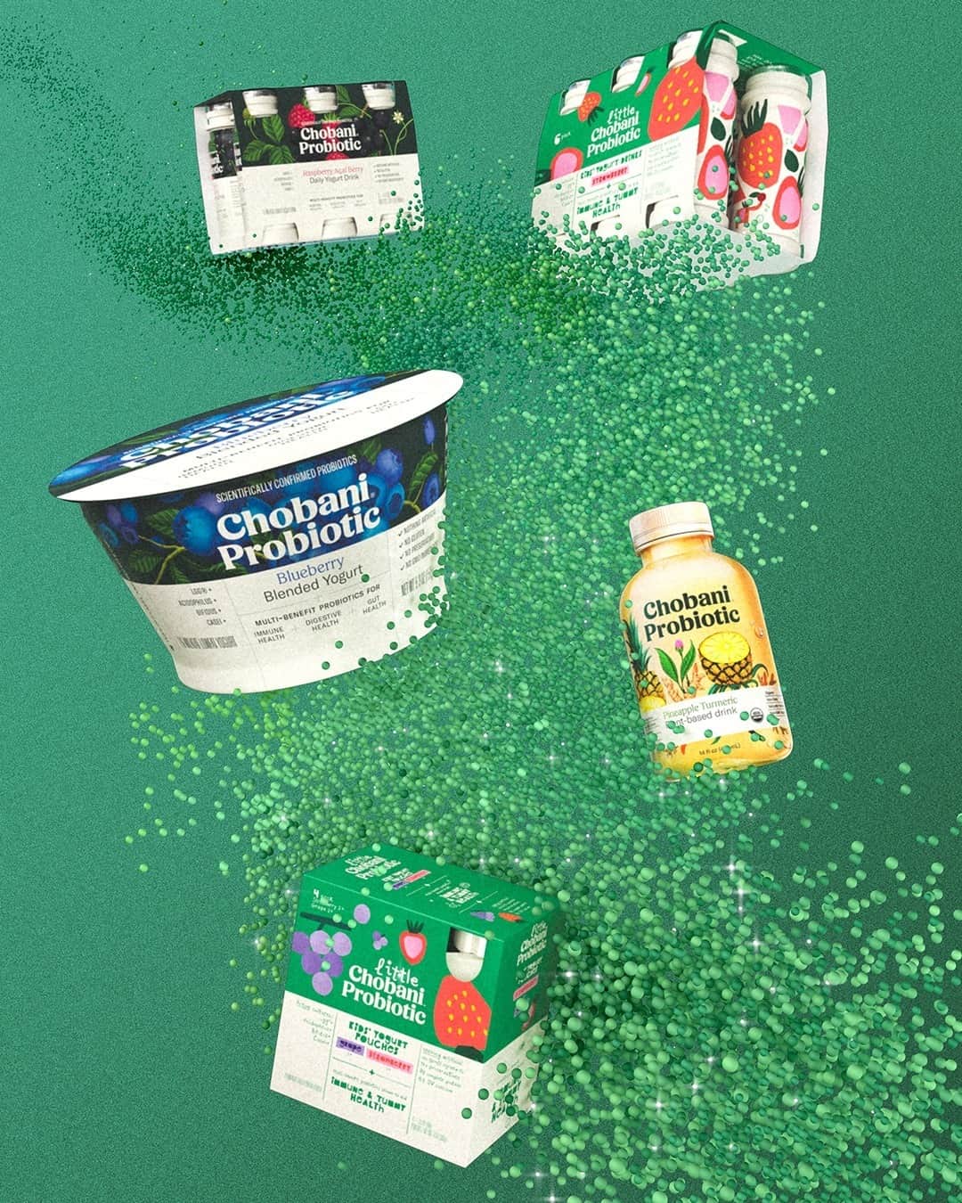 Chobaniのインスタグラム：「Meet the newest members of the Chobani Probiotic family—yogurt with billions of probiotics to support your immune system and aid digestive health—in delicious dairy cups, drinks, and mess-free pouches, for the whole family.」