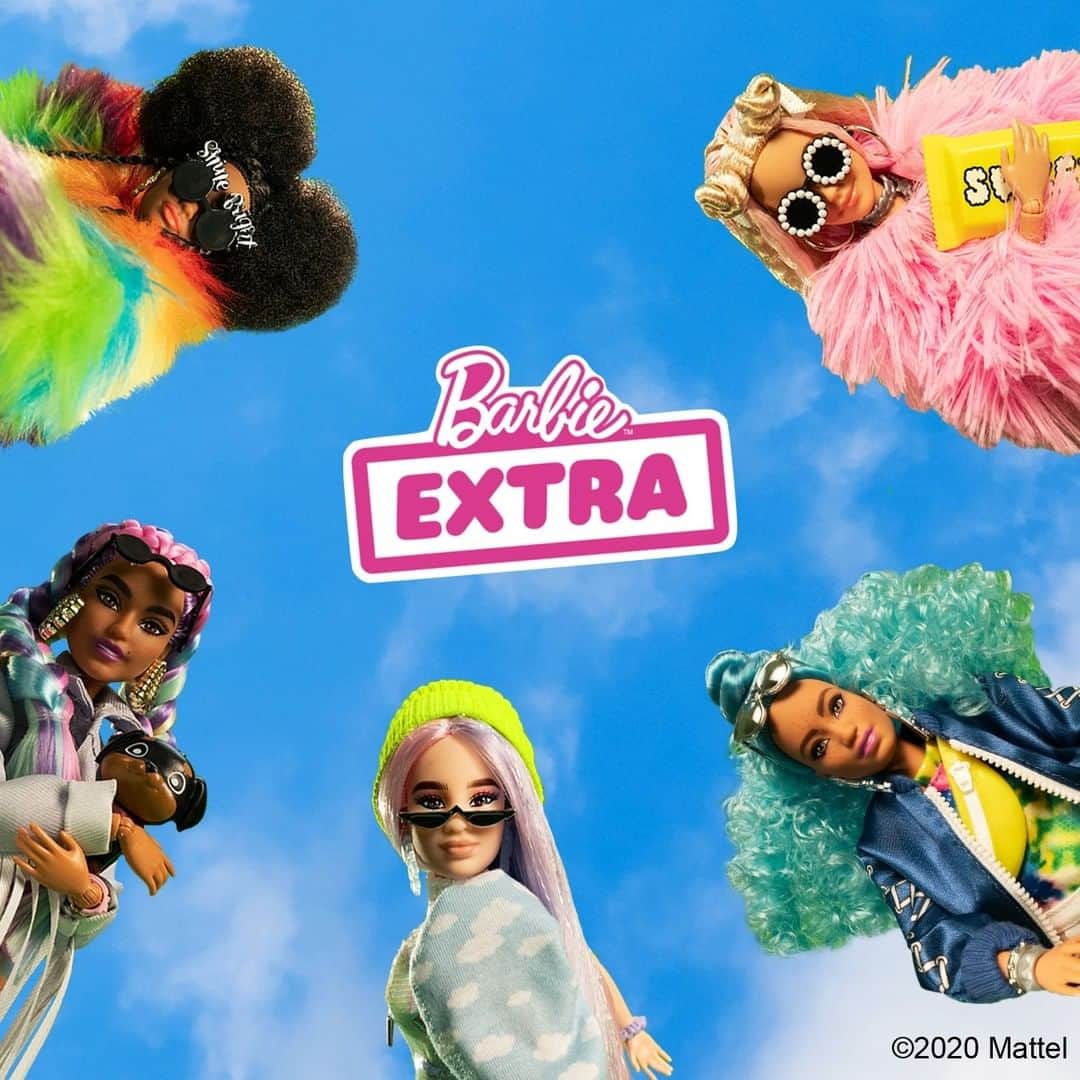バービーのインスタグラム：「Everywhere is your runway. Every day is EXTRA. Shop all five #BarbieEXTRA dolls, available now.」