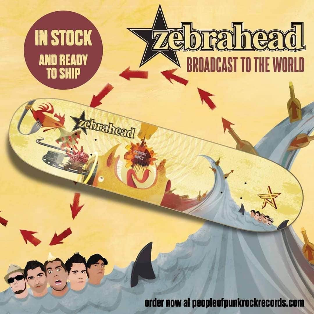 Zebraheadさんのインスタグラム写真 - (ZebraheadInstagram)「Grab yourself a deck #Repost @peopleofpunkrock ・・・ ZEBRAHEAD "Broadcast To The World" skateboard decks now in stock and shipping! . @zebraheadofficial #skatecollection #punkskateboard #peopleofpunkrockrecords」12月10日 16時48分 - zebraheadofficial