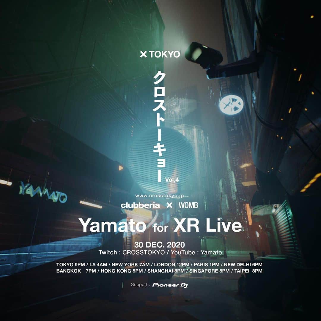Yamatoのインスタグラム：「“CROSS TOKYO vol.4 Yamato for XR Live” THE LIVESTREAM December 30, 2020  So excited to announce that I'm getting my crew together to put on a special XR live for you all that will be live streamed on December 30.   12/30(wed)21:00-YouTubeより配信ライブ決定 フェスさながらのステージなどをXRならではのバーチャル完全再現！  #YamatoXRlive」