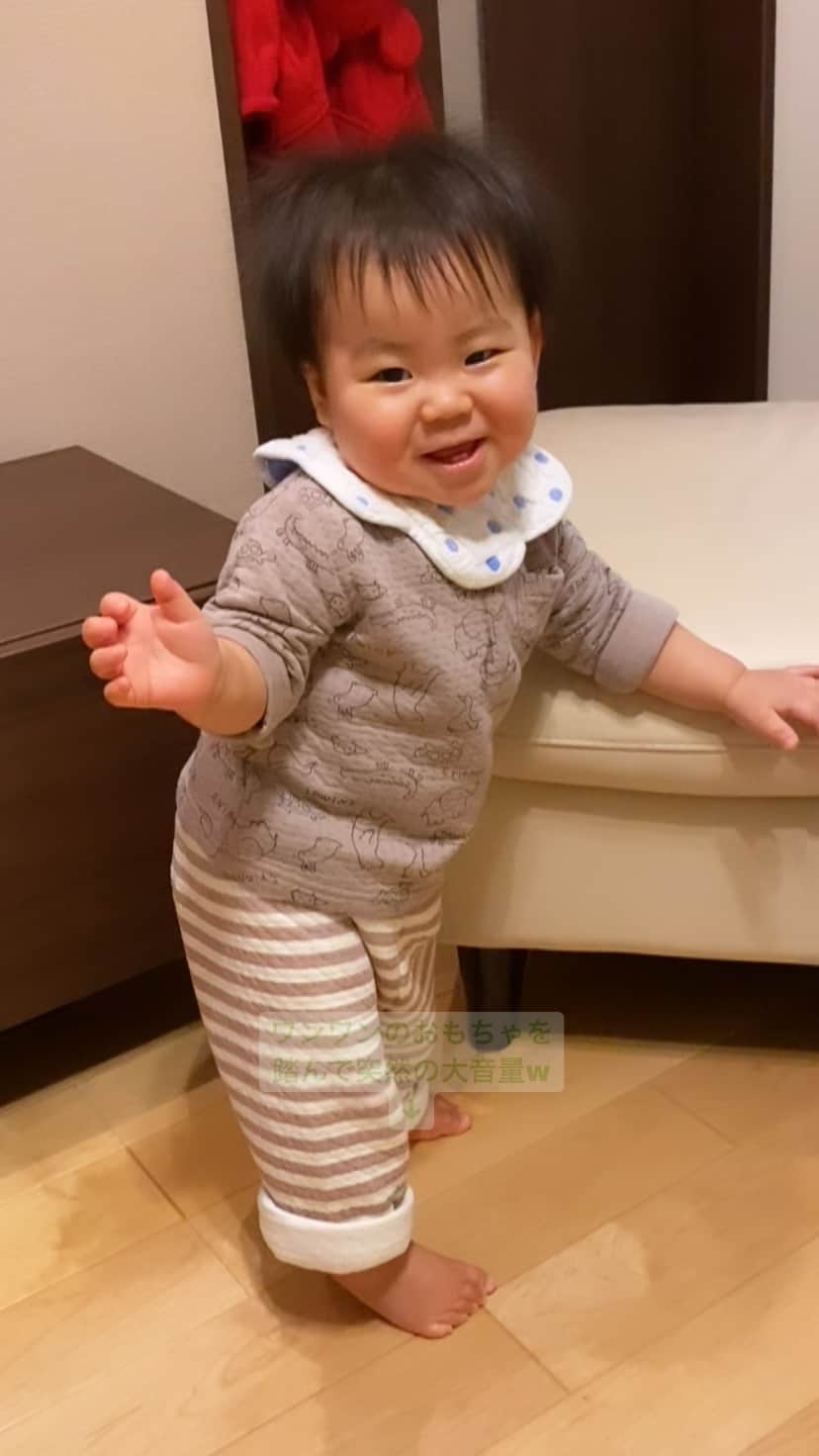 野口綾子のインスタグラム：「沢山歩けるようになりました👏💮  #赤ちゃんのいる暮らし #はじめてのあんよ #firststeps #ワンワン #1歳0ヶ月 #男の子ベビー #babyboy」