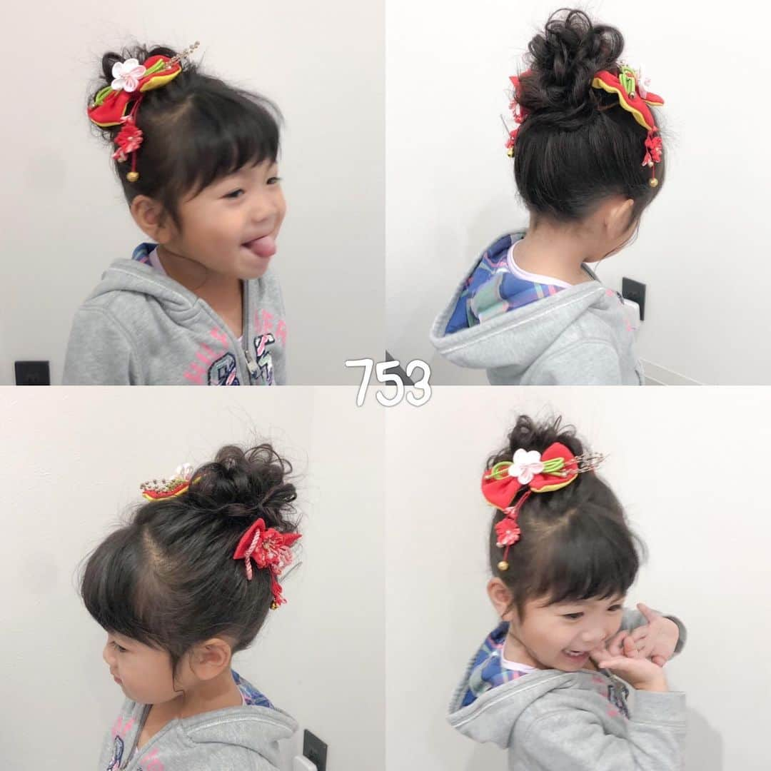 ハナフサユウスケさんのインスタグラム写真 - (ハナフサユウスケInstagram)「七五三hair♪ ＊ ＊ ついこの間 産まれた話聞いた気するわー 大きくなったねー おめでとうございますー ＊ ＊ #hair#hairarrange#hairstyle#アレンジ#ヘアアレンジ#ヘアセット#結婚式ヘア#子供#赤穂#岡山#姫路#美容室#美容師#簡単アレンジ#アレンジ動画#ヘアアレンジ動画#ヘアアレンジ解説#ハーフアップ#updo#サロンモデル#サロモ#撮影#キッズヘア#着物#振袖#着物ヘア#七五三#七五三ヘア#キッズヘア#キッズヘアアレンジ」12月10日 20時03分 - yusuke8723