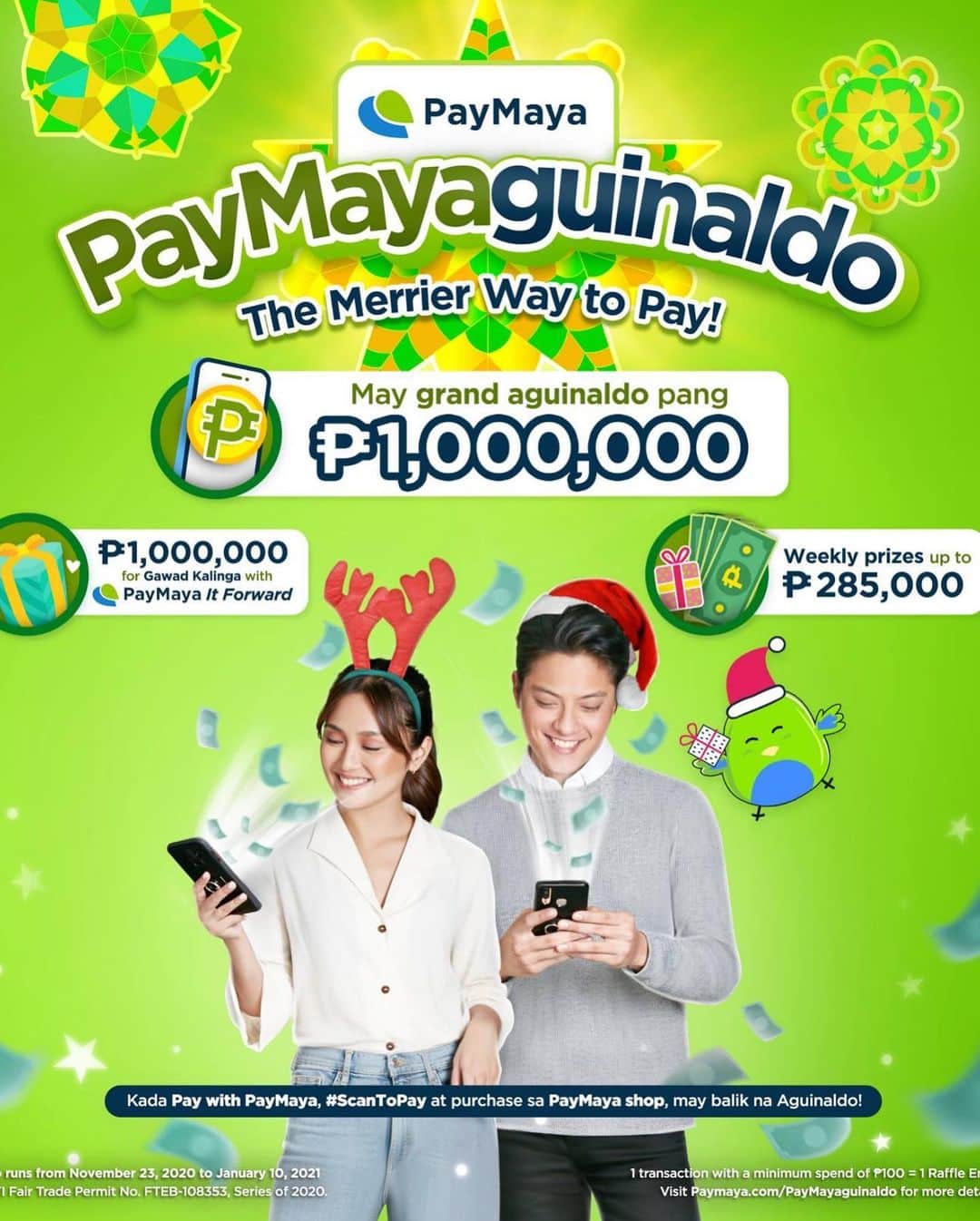 Kathryn Bernardoさんのインスタグラム写真 - (Kathryn BernardoInstagram)「This Christmas season, make it merry with @paymayaofficial's Balik Aguinaldo! Almost PHP 50 million ang ipamimigay ngayong pasko! Plus, get a chance to win weekly prizes up to PHP285,000 and PHP 1 million from the grand draw. And with every transaction, may balik aguinaldo pa! 🎄  Here's how to join: ✅ #ScanToPay with PayMaya QR ✅ #PayWithYourNumber for your online orders ✅Buy Load, Mobile data and Treats inside the PayMaya app  Promo runs from November 23, 2020 to January 10, 2021. Visit www.paymaya.com/PayMayaguinaldo for more details. #DontPayCashPayMaya #BetterQR No PayMaya account yet? Download the app and use our code: PAYMAYAKATHNIEL when you register.」12月10日 21時09分 - bernardokath
