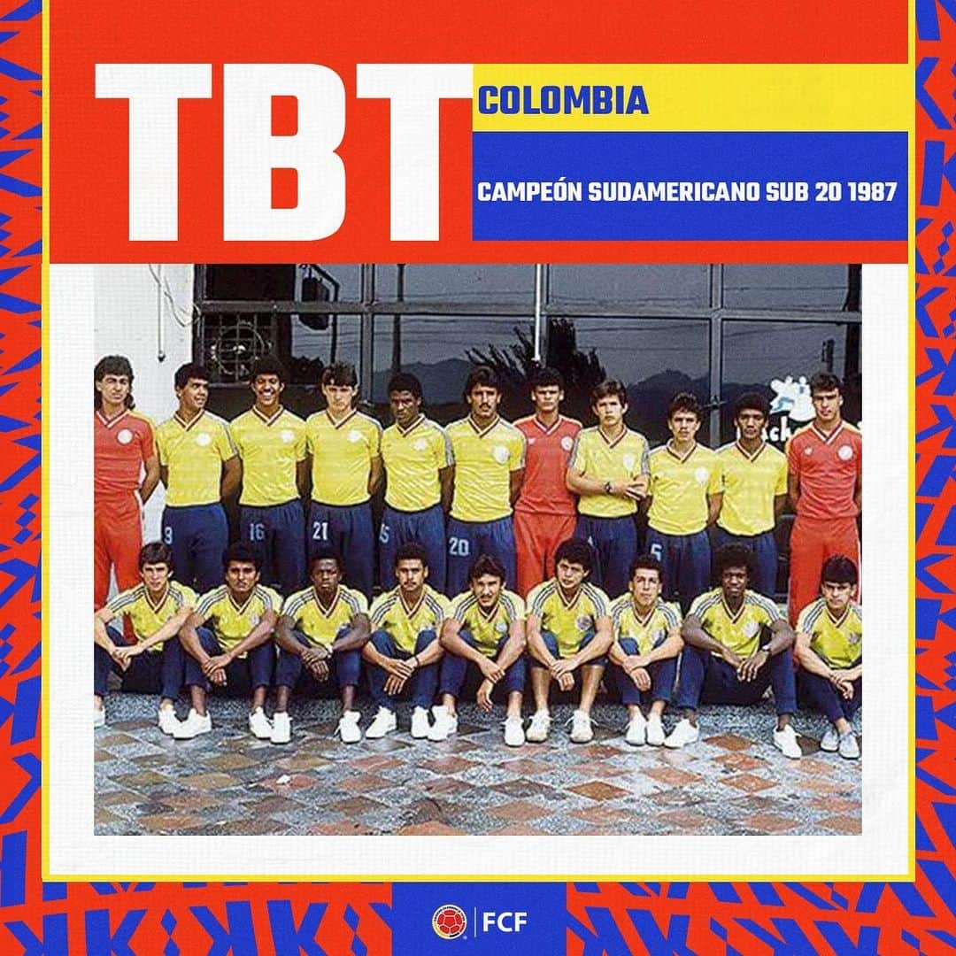 サッカー コロンビア代表チームのインスタグラム：「#TBT  ¡Hoy recordamos a un gran equipo! 👏  En 1987 nuestra Selección Colombia Sub 20 se llevó el Sudamericano celebrado en nuestro país 🏆  #VamosColombia 🇨🇴」