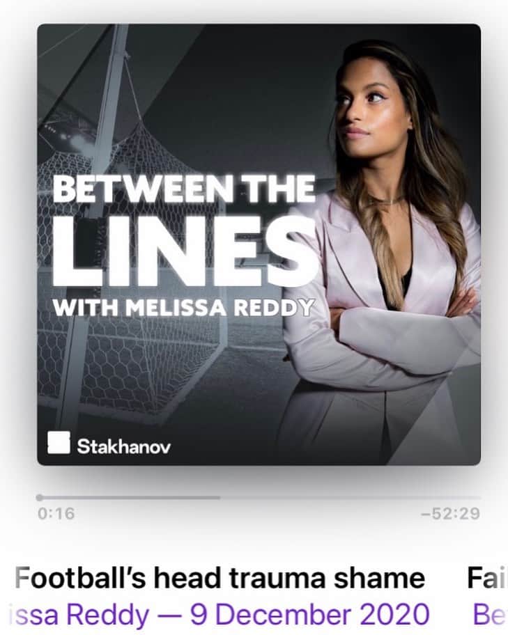 のインスタグラム：「Enjoyed talking with @melissa_reddy for her podcast earlier this week. We discussed many elements around the dangers of and effects of serious head injuries through sport and crucially the current confusing protocol that’s put in place by the authorities when a head injury occurs. We can and must make clear steps now to change these protocols and to also work towards changing the perception amongst the footballing world of what are now seen as normalised aerial challenges. I am passionate about this and believe we all should be for the welfare of our players 💙  Link: https://t.co/He3zzOPu4P?amp=1」