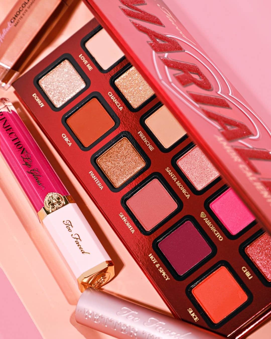 Too Facedのインスタグラム：「Bring the heat to your Christmas glam with the 12 spicy & sexy shades in our @Mariale Amor Caliente Eye Shadow Palette! 🔥 Which shade is your go-to? #TooFacedxMariale #TooFaced」