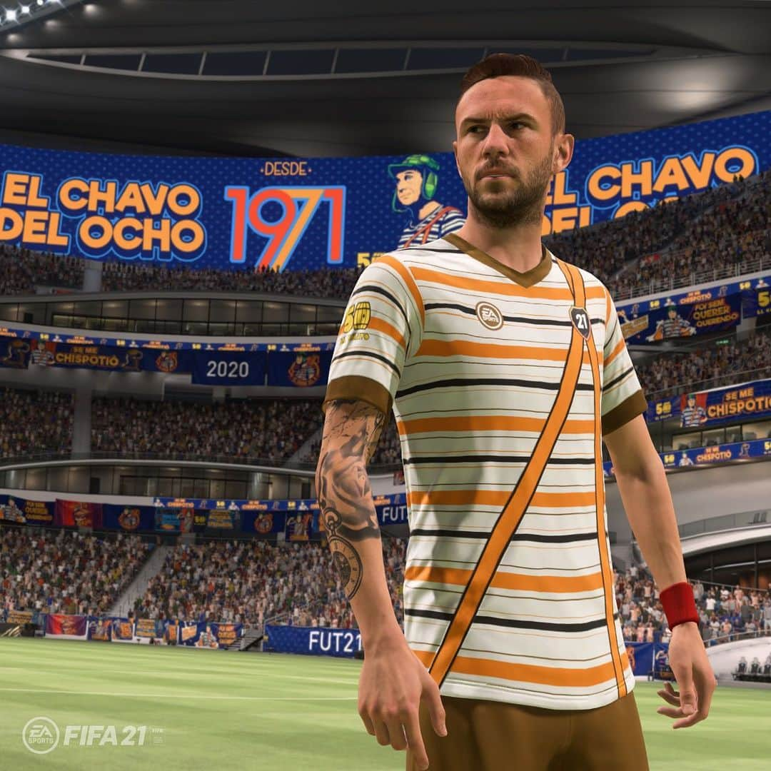 ミゲル・ラジュンのインスタグラム：「Es que no me tienen paciencia... ¡Ya está disponible la nueva equipación del Chavo del 8 en #FIFA21! ¿Quién más es fan del Chavo?  ¿ Cuál es su personaje favorito?  Estaré leyendo sus respuestas en los comentarios.   @EASPORTSFIFALatam @Chespirito_RGB​ ​#FIFA21 #GanarEnEquipo #50CH #ChavoDelOcho50」