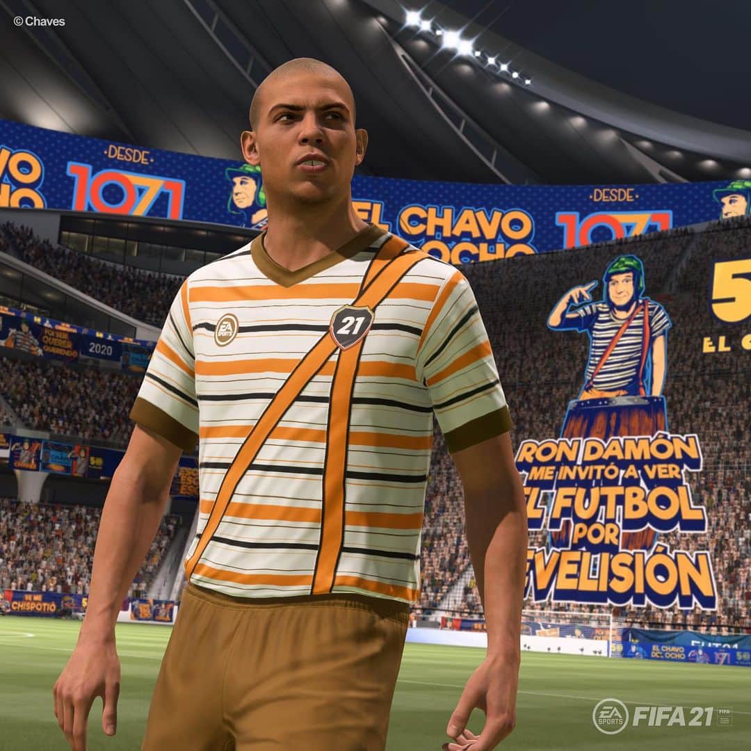 ロナウドのインスタグラム：「O pacote de uniforme do FIFA 21 em homenagem ao Chaves já chegou. “Isso, isso, isso, isso!”  The FIFA 21 uniform package in honor of Chaves has arrived. “Yes, yes, yes, yes!”  #ad #easportsfifa #fifa21」