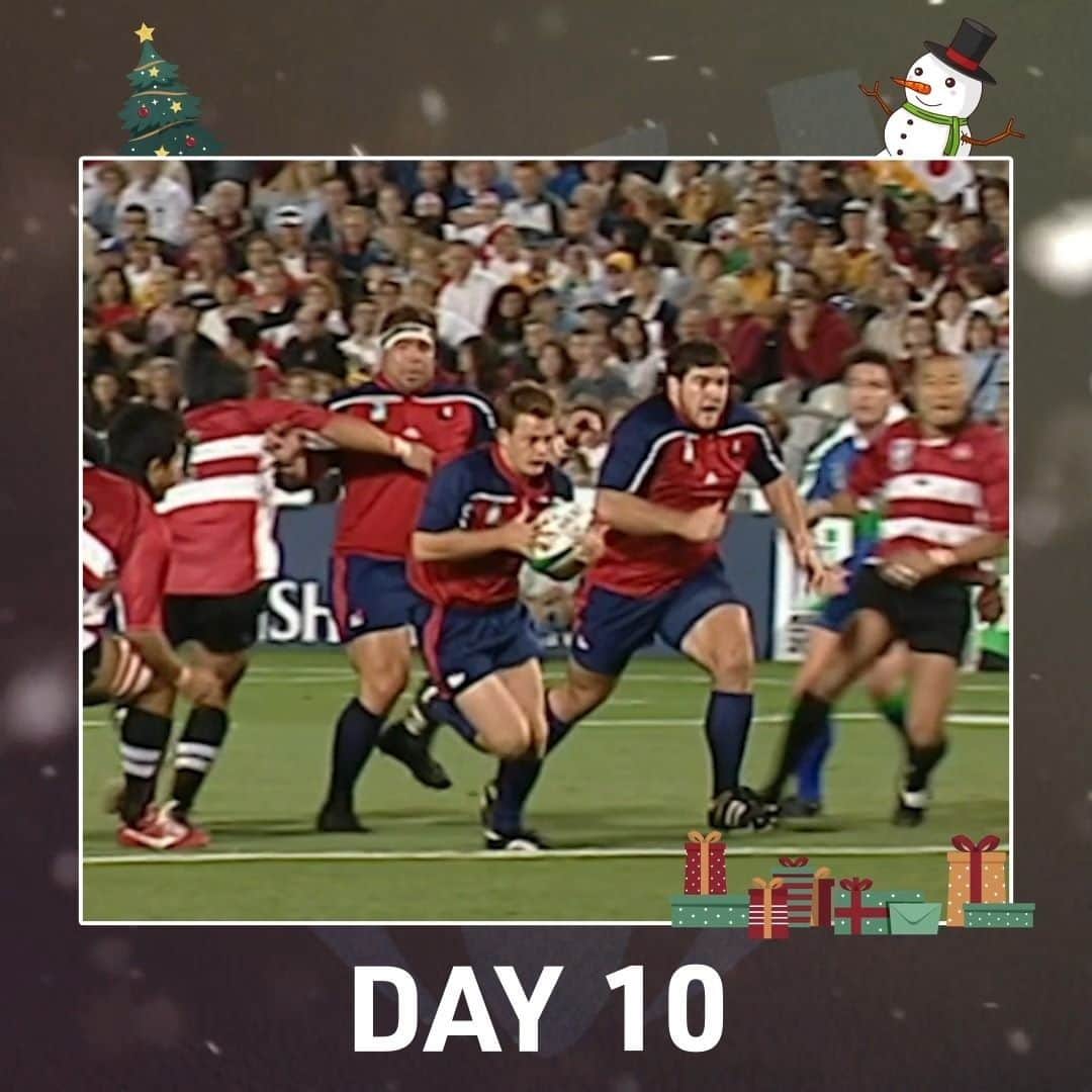 のインスタグラム：「Day no.🔟 of our Advent Calendar takes us back to 2003 and this try from @usarugby no.🔟 Mike Hercus 🇺🇸  That dummy though...」