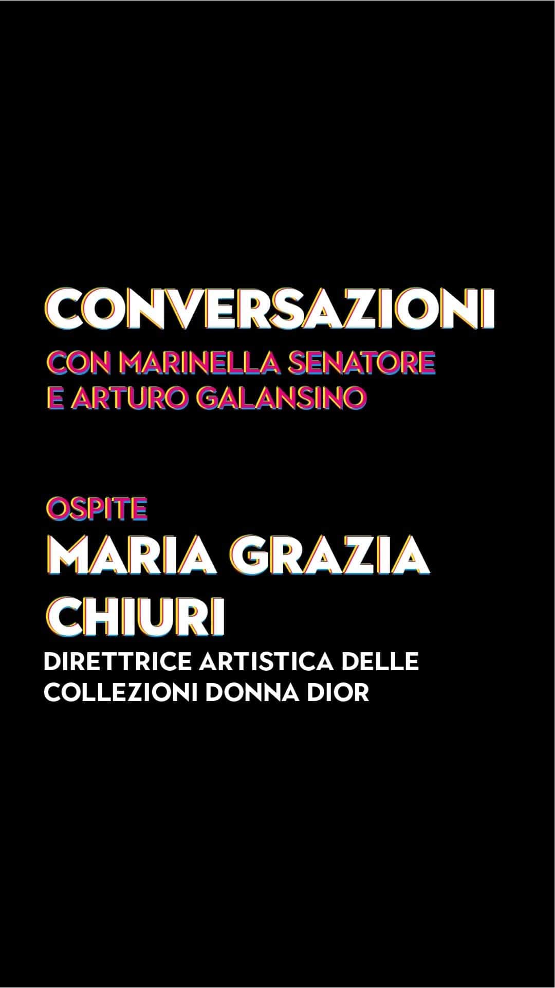 のインスタグラム：「Il primo appuntamento delle "Conversazioni" con Marinella Senatore e Arturo Galansino ha come ospite Maria Grazia Chiuri, direttrice artistica delle collezioni donna Dior. _  @mariagraziachiuri @dior #Dior @marinella.senatore @arturogalansino #LiftingOthers #PalazzoStrozzi #Firenze #ContemporaryArt #ArtTalk」