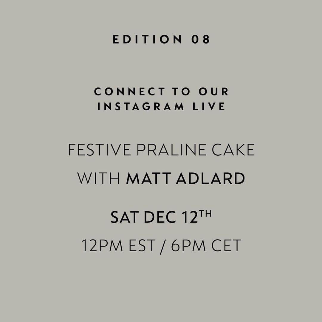 Nespressoさんのインスタグラム写真 - (NespressoInstagram)「#NespressoEditions - Edition 08 is calling all chefs regardless of skill level!   Join us on a sweet journey with self-taught baker and resident Food Network judge @mattadlard as he shows us how to whip up a praline cake inspired by our Festive Limited Edition Pecan Biscotti capsule.  Known for his accessible baking techniques found in his Bake it Better online school, Matt will be sure to show us how to make our festive cake tastes as good as it looks.   Get your ingredients, your cup of coffee, and meet us virtually at 12pm EST / 6pm CET on Saturday December 12th.   👉🏻 Swipe to start the festivities and see what you’ll need to prepare!   #Nespresso #NespressoMoments」12月11日 4時51分 - nespresso