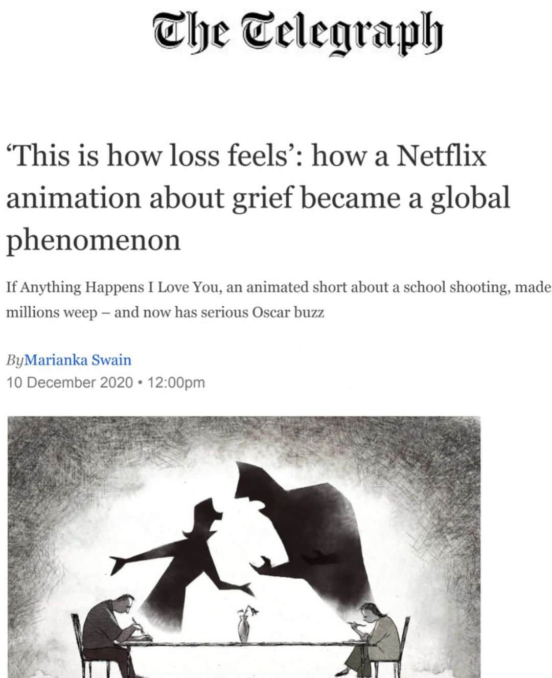 ウィル・マコーマックのインスタグラム：「@ifanything_film is on @netflixfilm now. Thanks to the @telegraph and #mariankaswain」