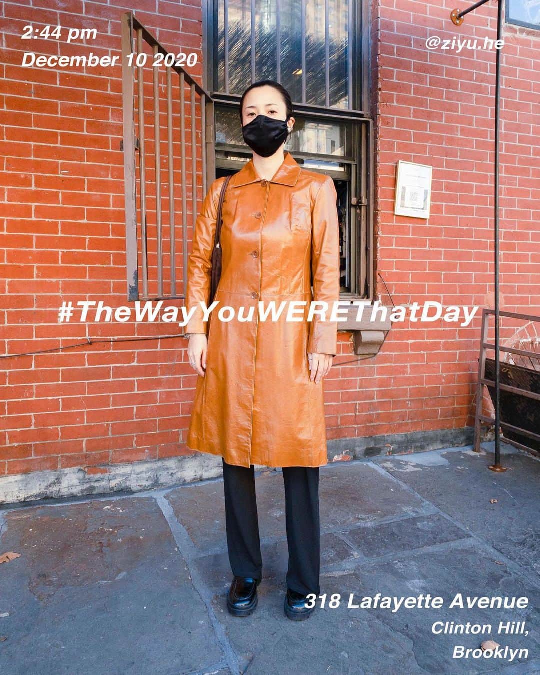 筒井心一のインスタグラム：「@ziyu.he on 318 #LafayetteAvenue at 3:52 pm, November 21 2020, #NewYork ﻿ #OutfitOfTheDay = #TheWayYouWEREThatDay  #TWYWTD #ShinichiTsutsui」
