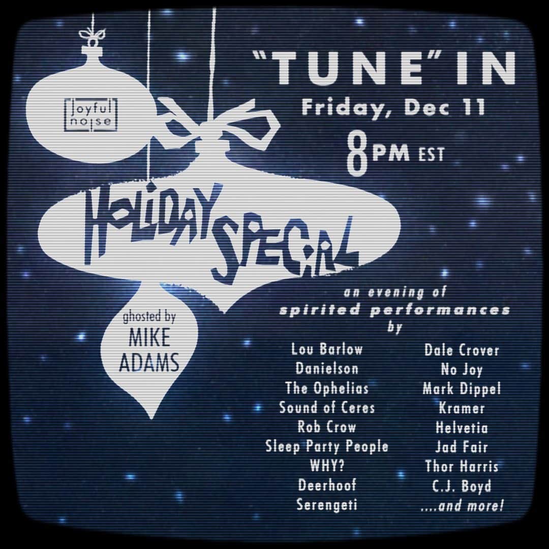 ディアフーフのインスタグラム：「Join us tomorrow for the Joyful Noise Records Holiday Special! It's a collection of songs and videos to celebrate the season with a ton of our amazing label mates - Why?, No Joy, Serengeti, Rob Crow, Thor Harris, so many more. Check it out tomorrow, Friday the 11th at joyfulnoi.se/holiday-special (link in bio). @joyfulnoiserecs also did special snowflake shaped lathe cuts of each of the artists songs, limited to 100 each and available at joyfulnoiserecordings.com.」
