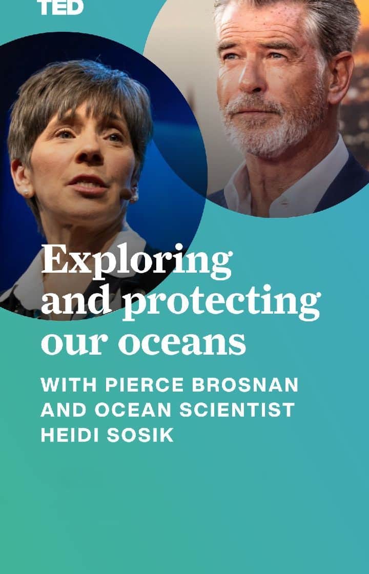 TED Talksのインスタグラム：「Ocean scientist Heidi Sosik of Woods Hole Oceanographic Institute (@whoi.ocean) chats with actor Pierce Brosnan (@piercebrosnanofficial) about her work in the ocean’s twilight zone, climate change and how we can all take action to protect our oceans.」