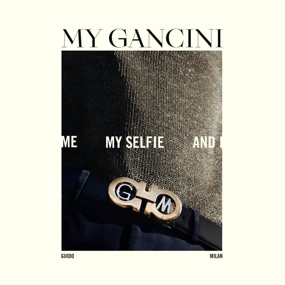 サルヴァトーレ・フェラガモのインスタグラム：「The symbol of Gancini remains an indelible icon of the house of Ferragamo, the versatility of which is championed by the new MyGancini personalization service that ushers in new style codes for a new era. Put a personal touch on the instantly iconic Gancini belts with distinctive symbols and initials, like the star and lightning dynamic chosen by @GuidoMilani #MeMySelfieAndI #MyGancini⠀ Explore the service in over 24 stores worldwide and find the store nearest you through the link in bio.」
