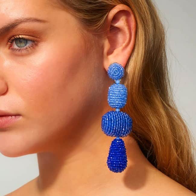 サッチン+バビのインスタグラム：「Josephine, featured in shades of blue that remind us of waters that range from tropical to Mediterranean. #feelingblue, #sachinandbabi」