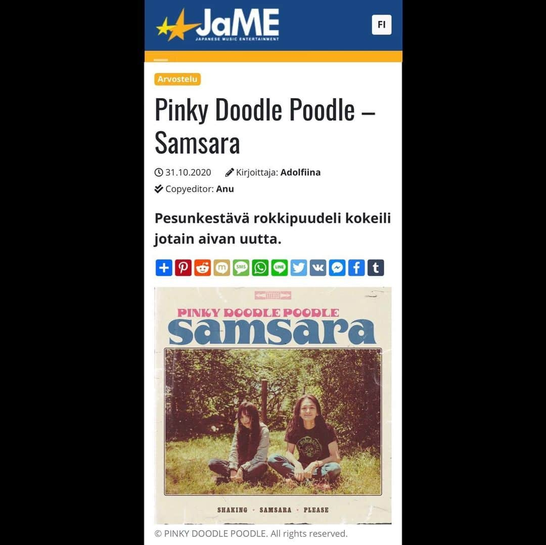 PINKY DOODLE POODLEさんのインスタグラム写真 - (PINKY DOODLE POODLEInstagram)「A PDP article on JaME Suomi !! It is written in Finnish / Finland language.  It's worth reading in Finnish or via Google translate. Check it if you have time!!  https://www.jame-world.com/fi/article/155704-pinky-doodle-poodle-samsara.html?fbclid=IwAR0MkOW60ivfjGInyRpvH36zW4K5xE-HfulYFXDfSDPwGhriMlgghv8-Wdo」12月11日 9時28分 - pinkydoodlepoodle