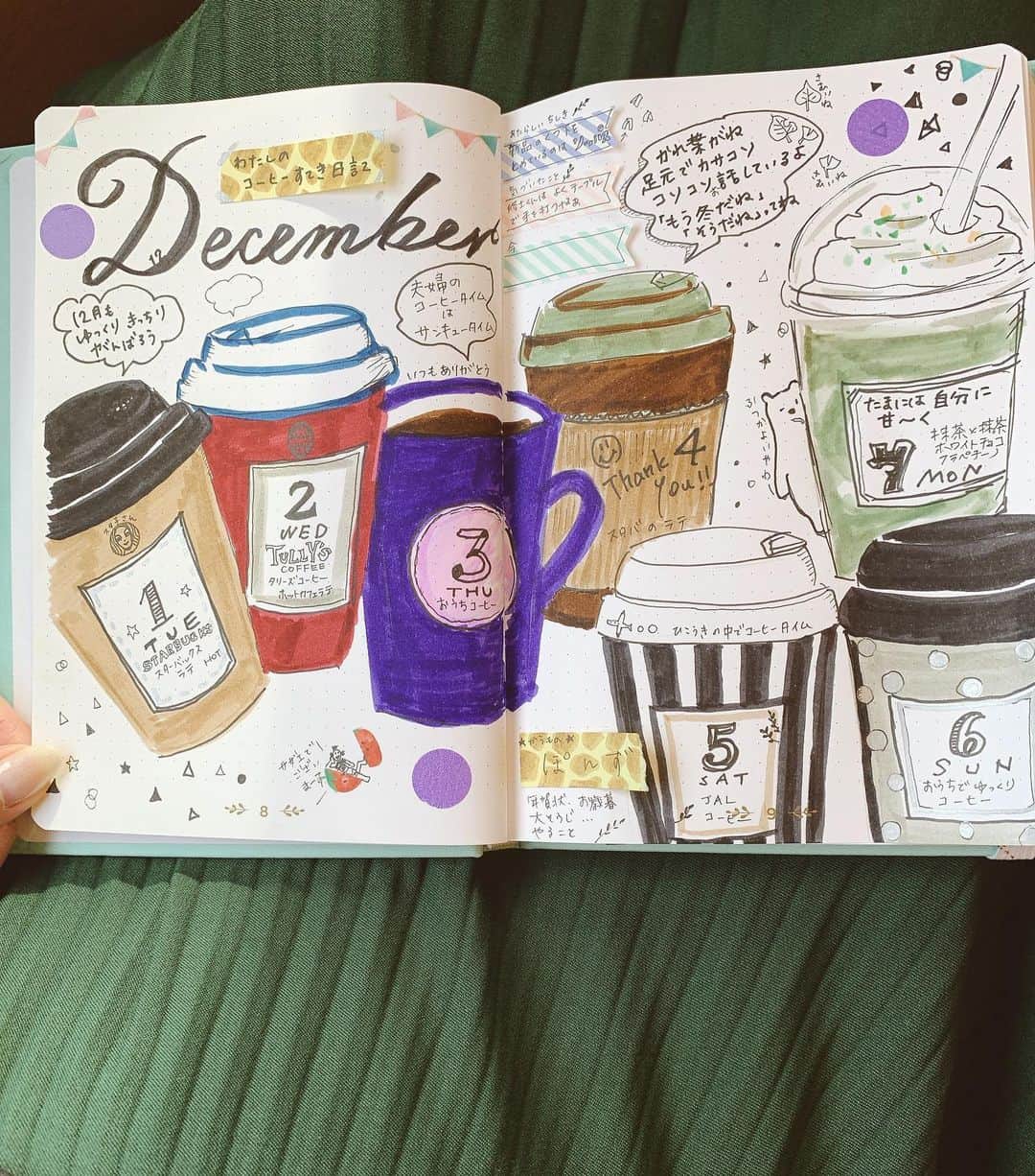 野々村友紀子さんのインスタグラム写真 - (野々村友紀子Instagram)「本日も【ミント！】生放送ありがとうございました😊  ロケで取材した今バズっている文具店『和気文具』 @wakibungu  今田さんのめっちゃステキで可愛い手帳に刺激を受けて、私も無地の手帳に【わたしのコーヒーすてき日記】を描いてみました。  毎日、コーヒーやラテを飲むので、一週間、何を飲んだかのメモと絵、気づいたことや思いついたステキな一言を添えてみました。 何も見ずに描いたにしてはいいんじゃないの！？ 私の絞り出したステキ言葉、どうでしょう😆  絵描くのが好きだったことを思い出しました。 ３０分、無心になれて良かったです。  今週は何日記を描こうかなーとか 白紙の手帳見ながら考えるのも楽しそう。オススメですよー ただ、私はやりすぎたようで、こんなん続けられない、、 今田さんの教えでは、やりすぎない程度にかわいく楽しく。 それが、毎日続けていくコツらしいです。 和気文具さんのインスタ見たら、気合い入れすぎず、でも可愛くて、みんなが描けそうな例がたくさん！ 皆様もぜひ見てみてください。 感心しますよー✨ 本も出てます！  10年日記を張り切って買って、2日で辞めた私には、なかなか難しいですが、また無心になりたい時に描いてみよう、、😭  衣装は上下とも @loungedress  星の⭐️モチーフがついたブラウスと、 履き心地が良すぎてマネージャーちゃんも即買いしてた、楽ちんタイトスカート。映ってないけどスリットも入っていて女性らしさがちょうどええ！  ロケの衣装 オレンジのふわふわニットとスカートも @loungedress」12月11日 20時32分 - nonomura_yukiko