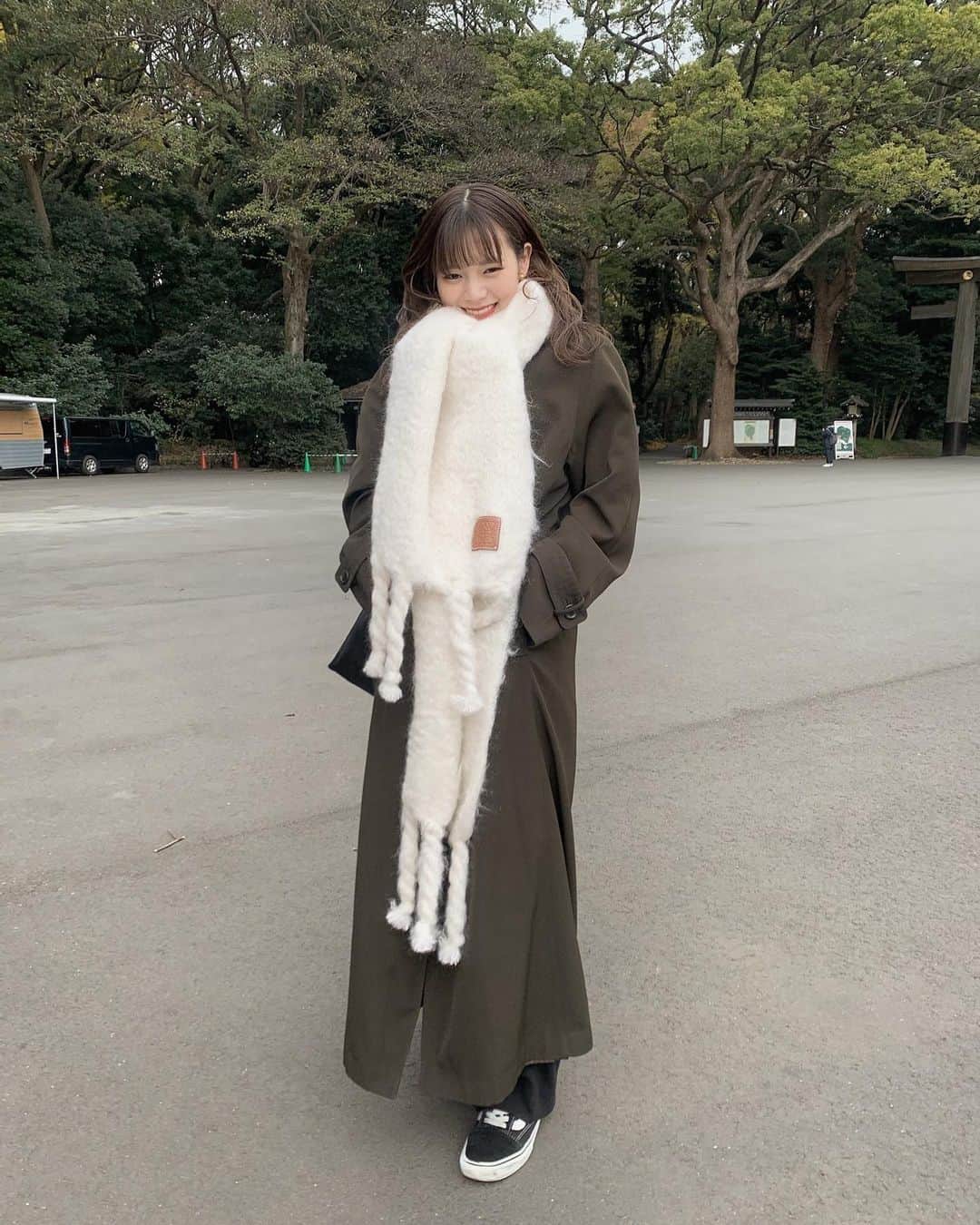 木村なつみのインスタグラム：「あすちゃんに誕プレでもらったやーつ🧣 おでこ火傷した」