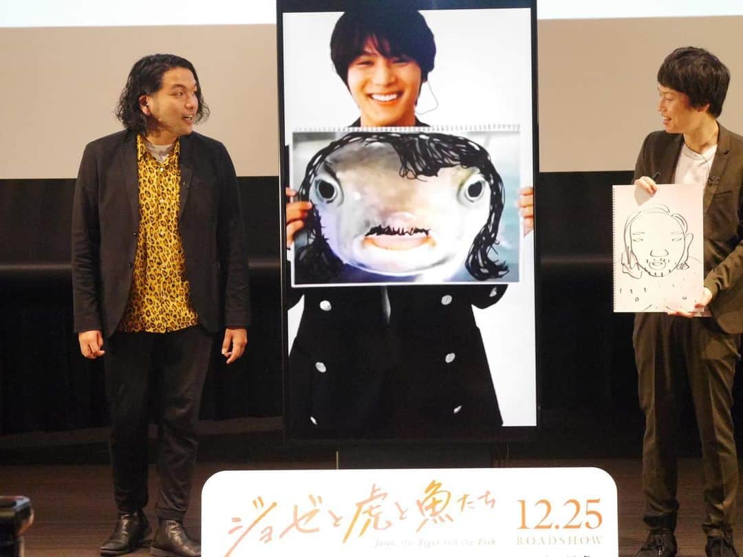 DJ みぃさんのインスタグラム写真 - (DJ みぃInstagram)「昨日の海遊館でのイベントは映画「ジョゼと虎と魚たち」の公開記念イベントMCでした🎤ゲストは中川大志さんと見取り図のお二人✨中川大志さんは東京からリモートでのご参加となりましたが、即興でのトリオ漫才おもしろかったです🤣中川さんの魚のマネは可愛すぎました🥺❤️見取り図のお二人の声優っぷり、中川大志さん演じる恒夫とジョゼの関係の変化、映像美はもちろん、大阪にお住まいの方がはっ！と思うような場所がたくさん描かれているので是非！ご覧ください🐟🎥！映画はクリスマスの25日🎄に公開です！　#ジョゼ虎　#ジョゼと虎と魚たち  #中川大志　さん　#見取り図　さん　#海遊館でのイベントは楽しすぎました」12月11日 11時46分 - dj.meee
